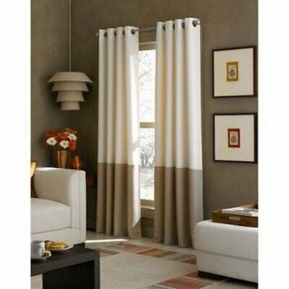 CURTAINWORKS Kendall Color Block Grommet Curtain Panel 52 x 120 - Picture 1 of 1